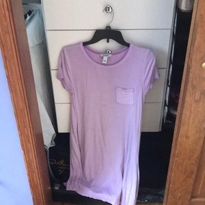 A lilac purple midi dress with chest pocket
